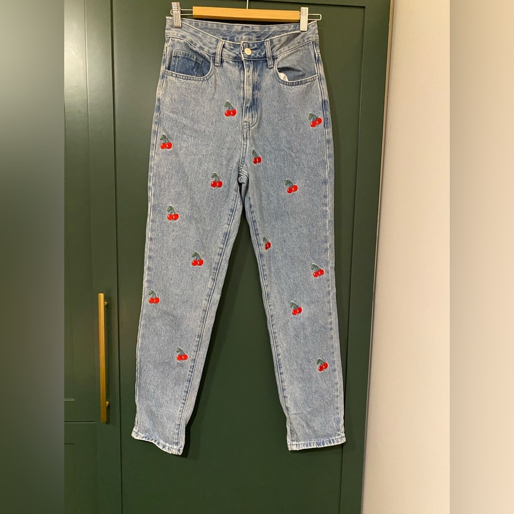 Cherry Embroidered Women's Jeans